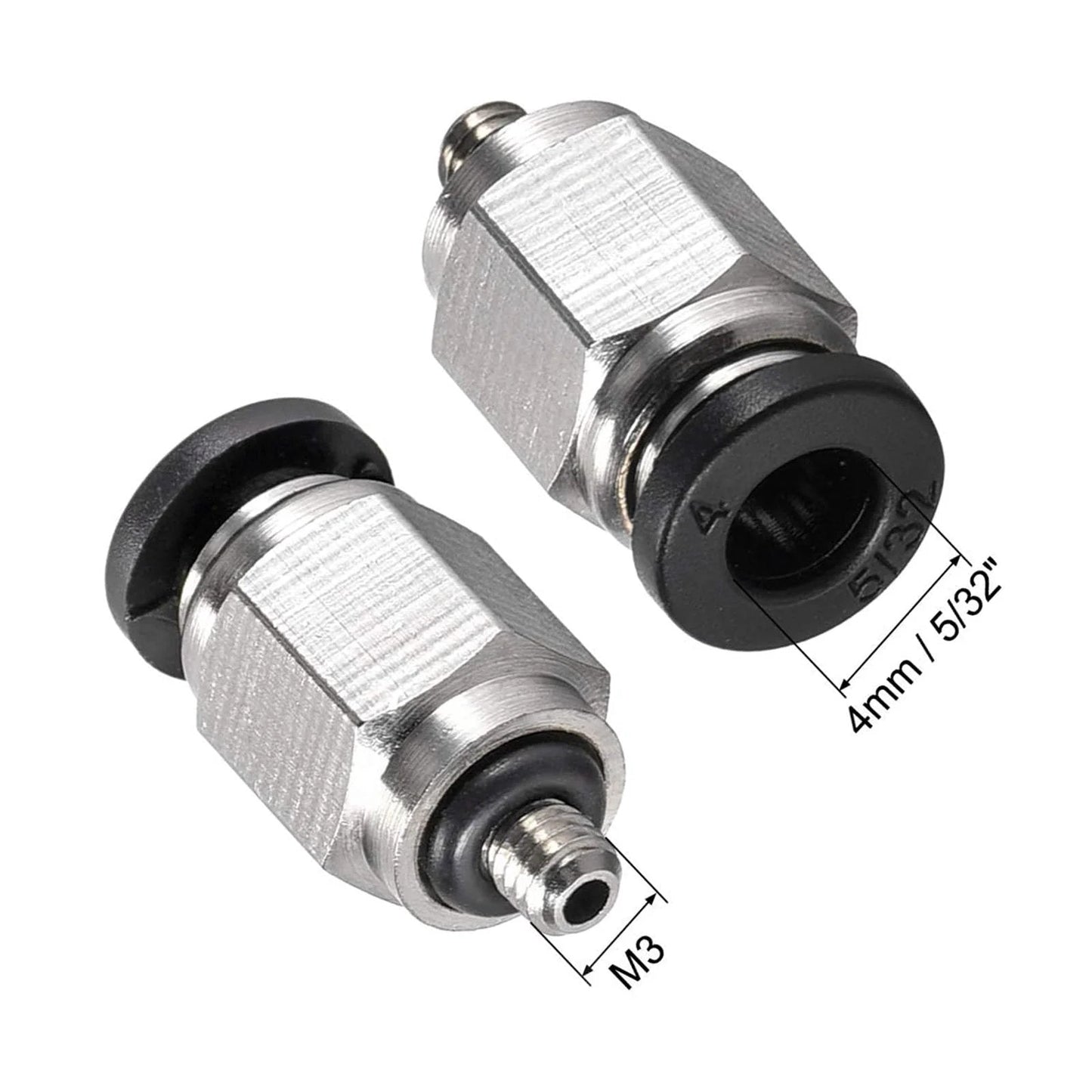 Straight Pneumatic Quick Connect Fittings For 4mm Tube OD M3 Male Thread Plug And Play Push To Connect Air Hose Fittings Plastic Brass Durable