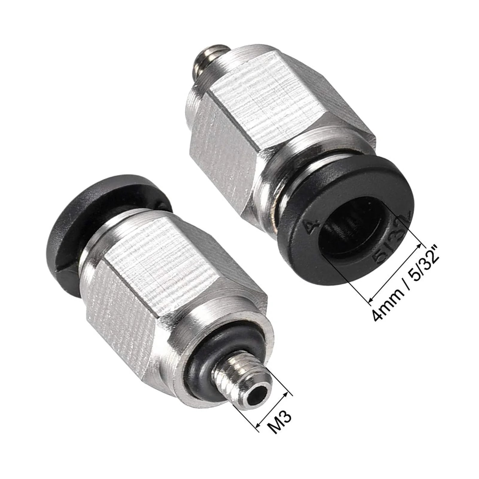 Straight Pneumatic Quick Connect Fittings For 4mm Tube OD M3 Male Thread Plug And Play Push To Connect Air Hose Fittings Plastic Brass Durable