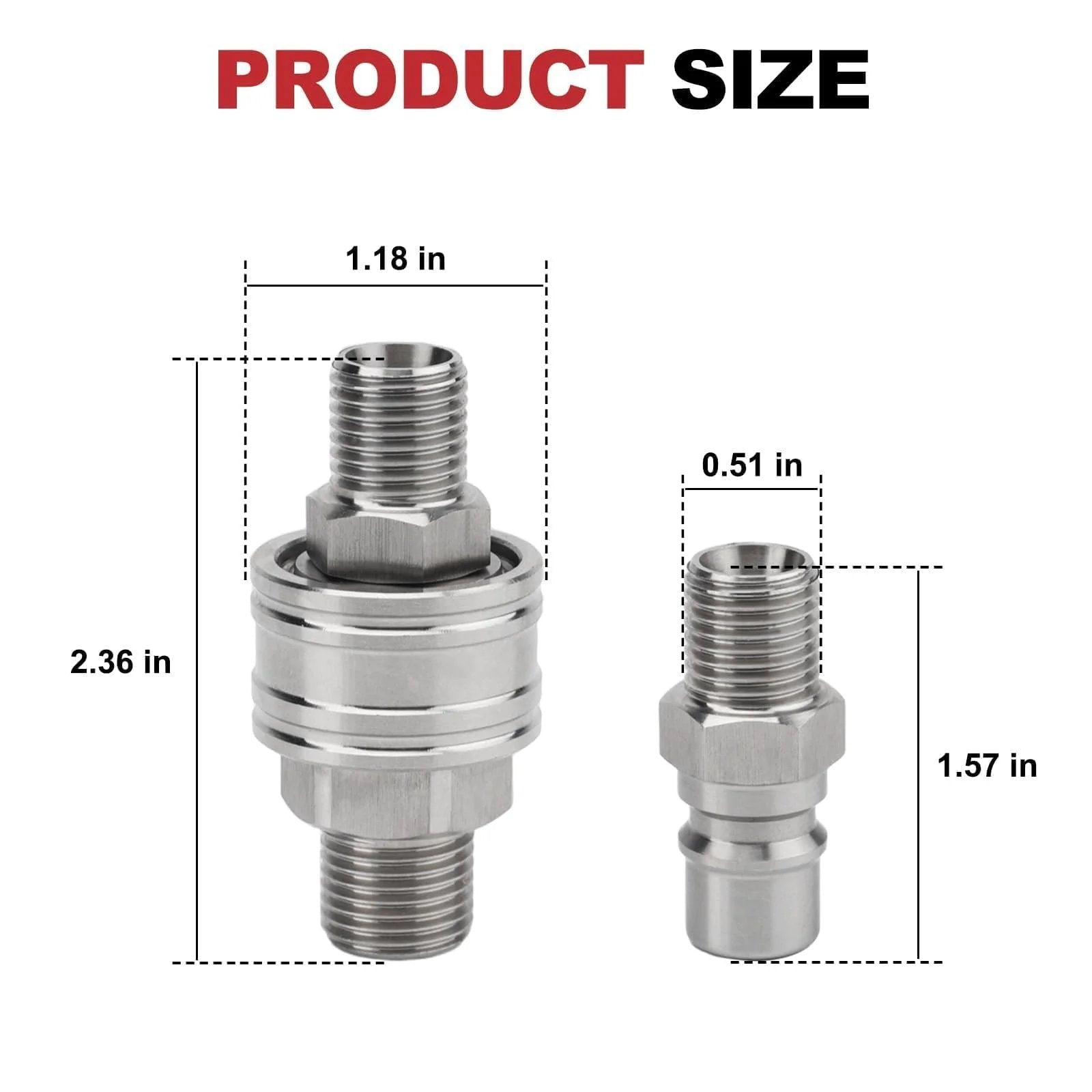 M16 To M14 Dual Channel Hydraulic Quick Connect Adapter Kit For Mini Excavators size details with leak-free BSP threads