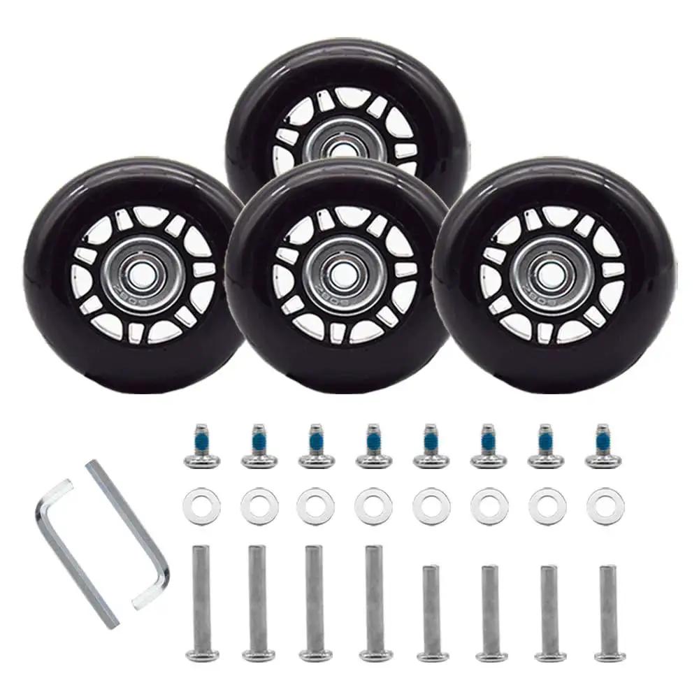 Set Of 4 Luggage Replacement Wheels 64x24mm Wear Resistant Rubber Rolling Wheels Low Noise For Trolley Travel Case SXL 64x24mm