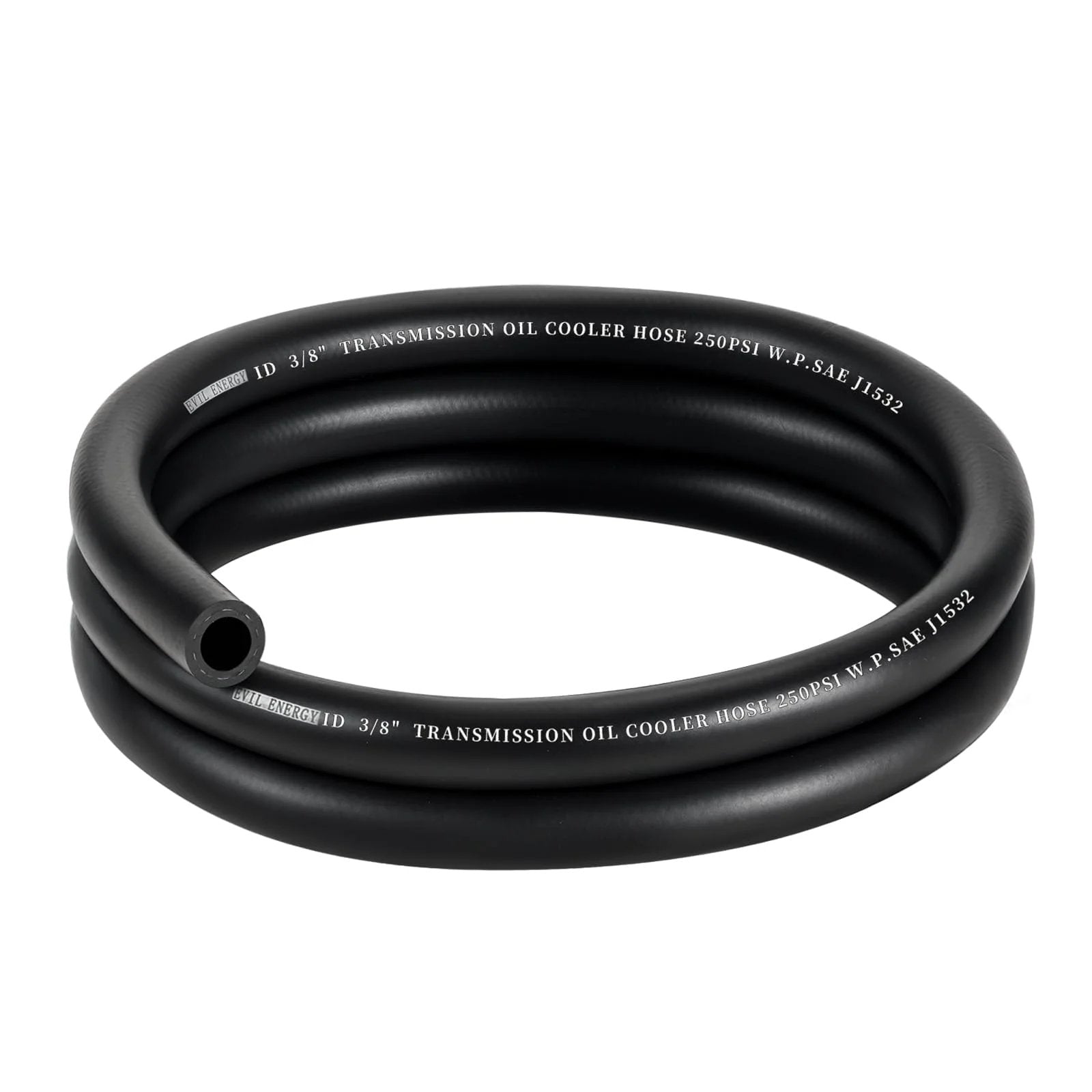 Coiled Durable 3 Eighth Inch ID Transmission Hose For Oil And Hydraulic Fluid 5 Ft Long 250 PSI Working Pressure 1000 PSI Burst