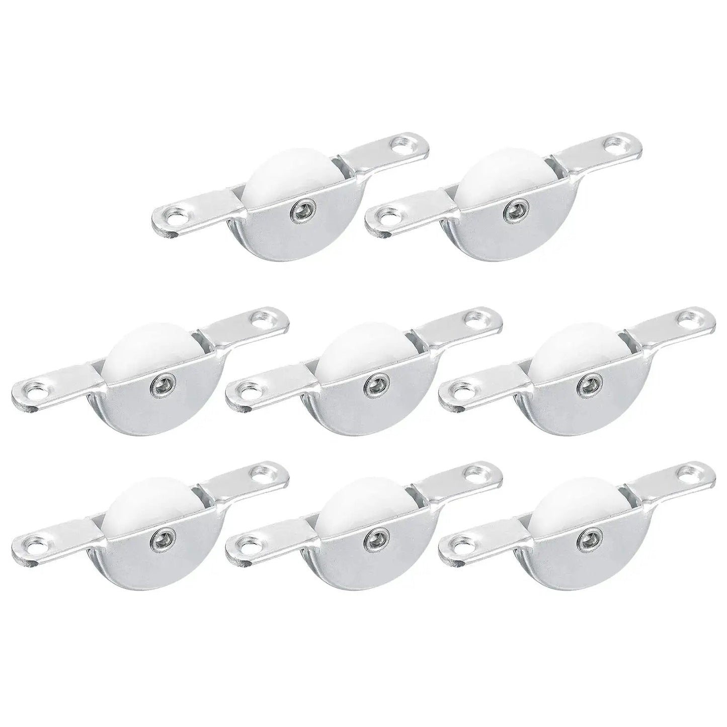 Sliding Door Nylon Pulley Wheels 25mm For Screen Doors Wardrobes Cupboards Closets 61mm Hole Distance 8 Pieces White Silver Tone