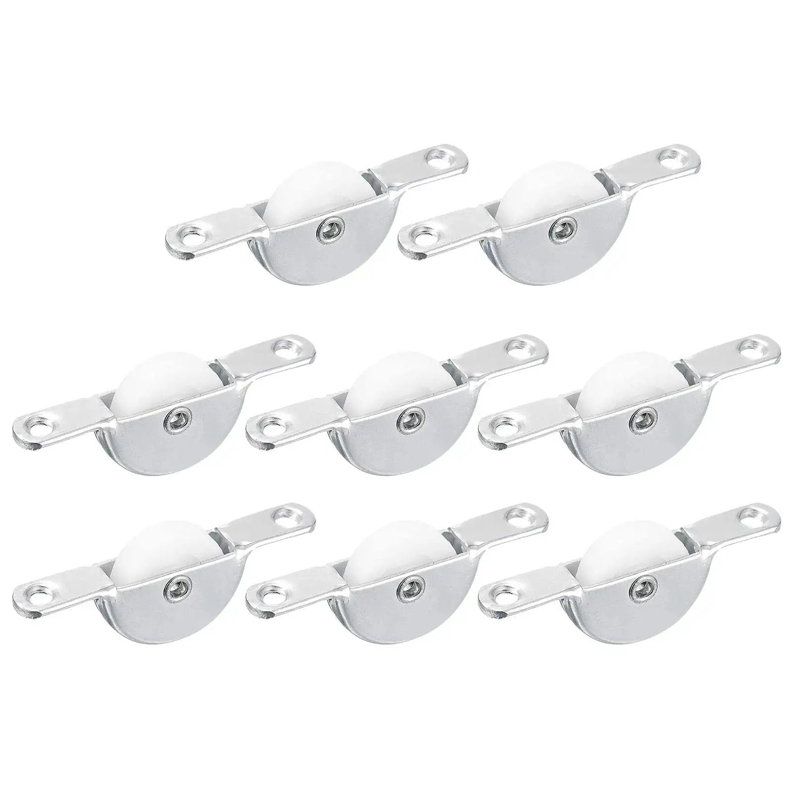 Sliding Door Nylon Pulley Wheels 25mm For Screen Doors Wardrobes Cupboards Closets 61mm Hole Distance 8 Pieces White Silver Tone