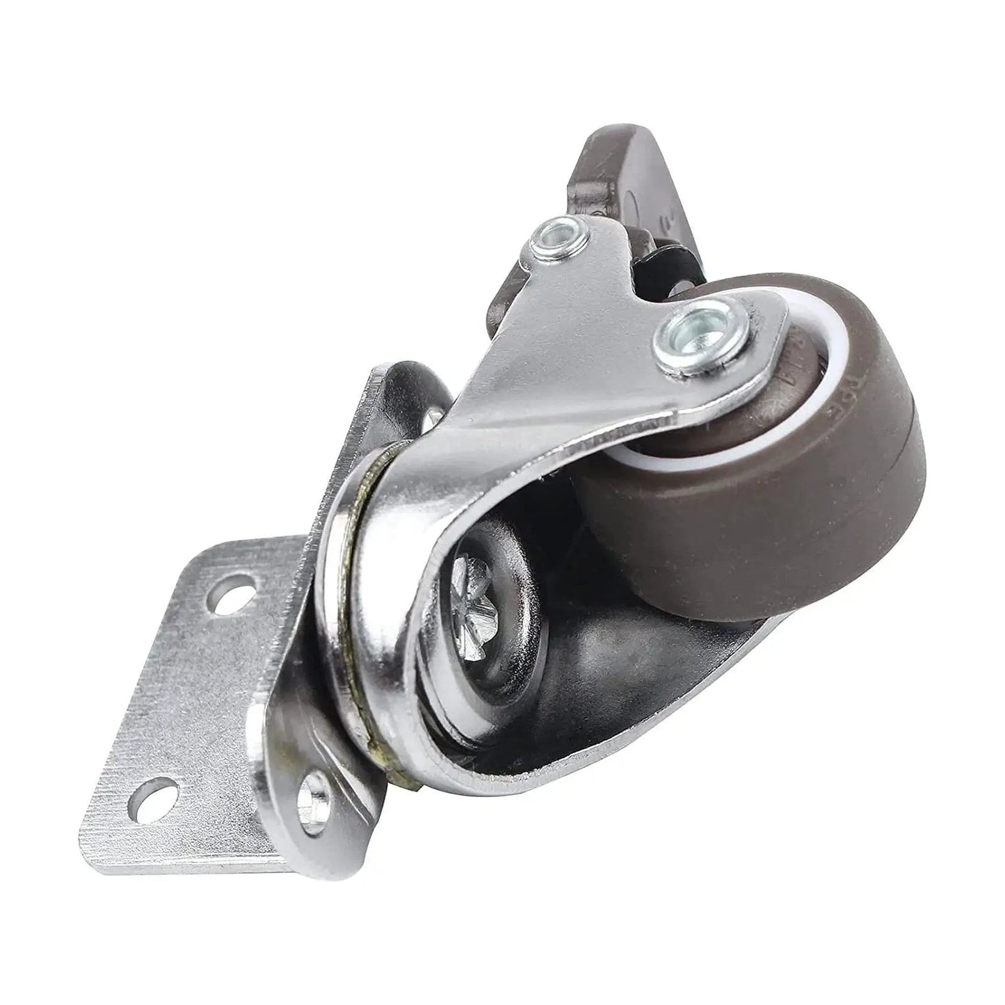 1 Inch Swivel Plate Casters With Brake, L Bracket Side Mount, TPR Rubber Quiet Mute Casters For Furniture Replacement