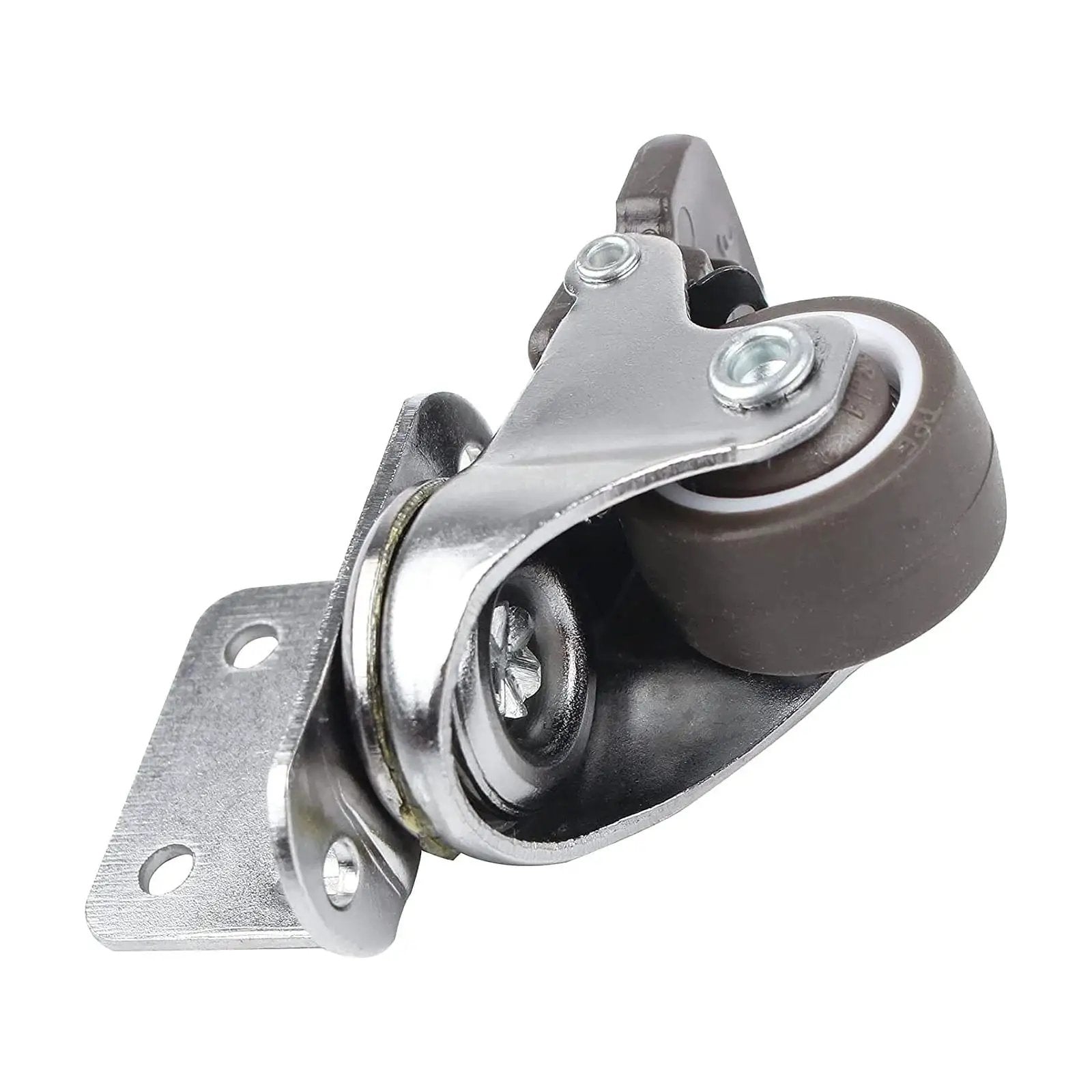 1 Inch Swivel Plate Casters With Brake, L Bracket Side Mount, TPR Rubber Quiet Mute Casters For Furniture Replacement
