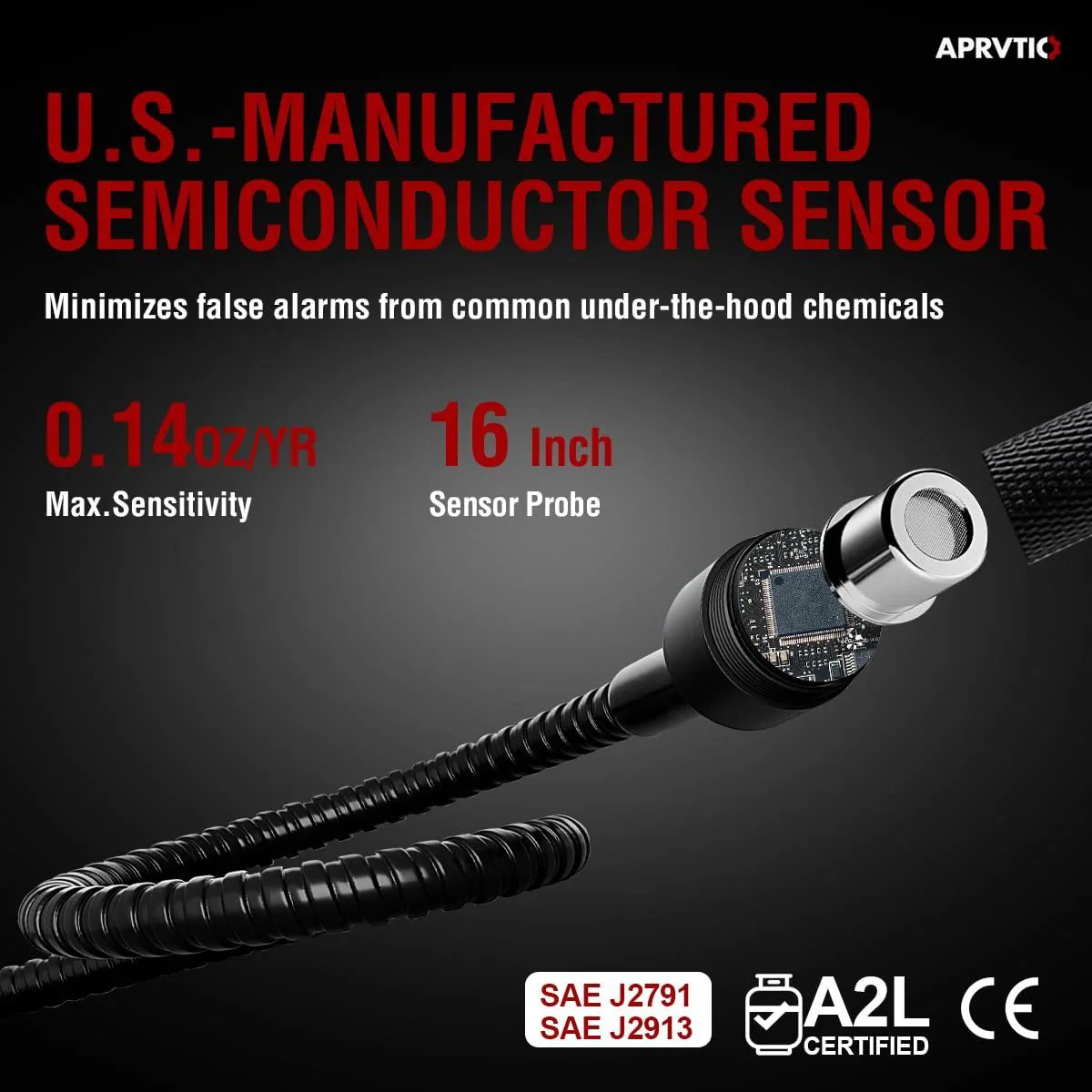Rechargeable HVAC Refrigerant Leak Detector With A 2.6 Inch Color Display Visual And Audible Alarm And Three Sensitivity Levels