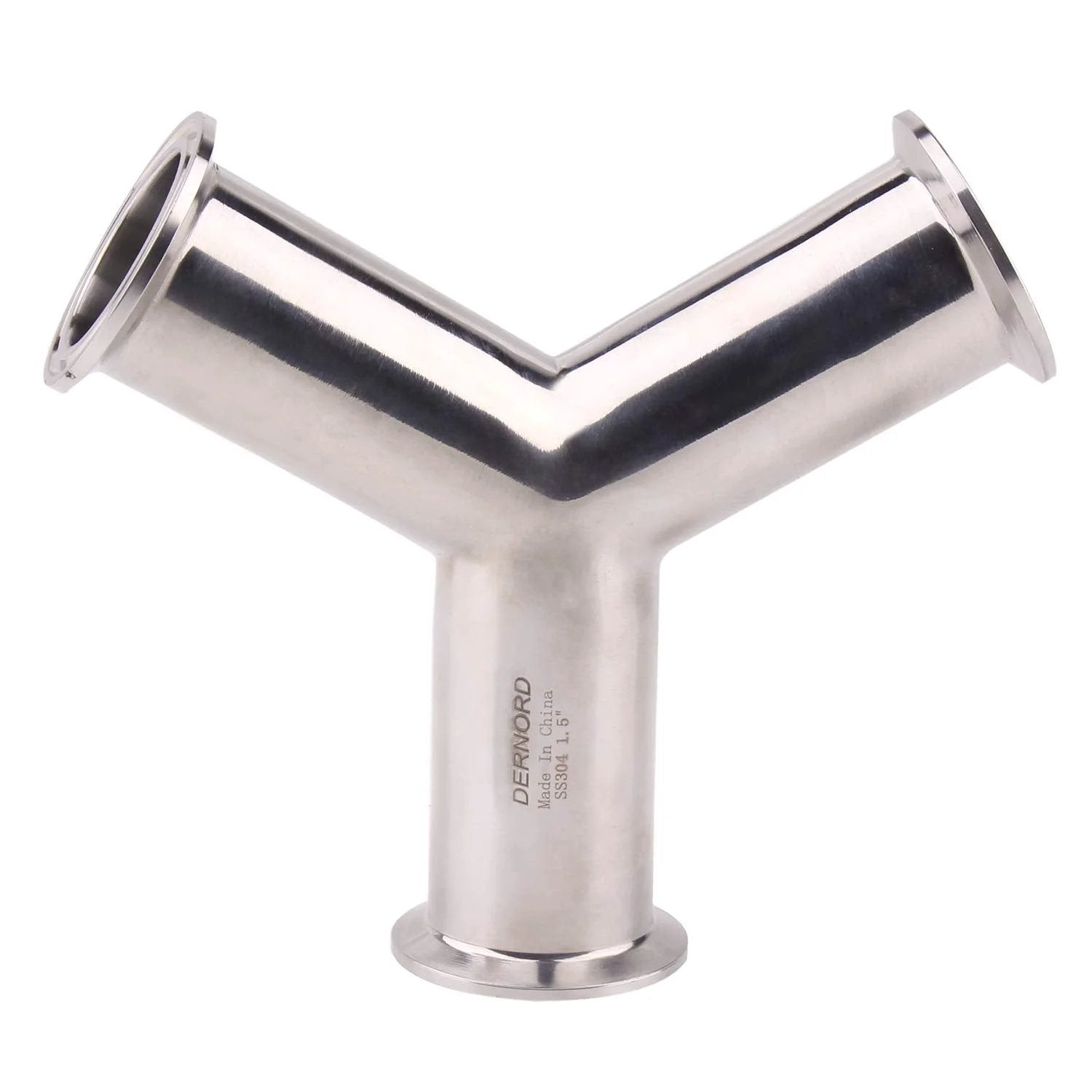 Tri Clamp Wye Clamp End True Y Type Tee For 1.5 Inch Pipe OD In Stainless Steel 304 Heavy Duty Three Way Tubing Connector with Clamp End Fittings