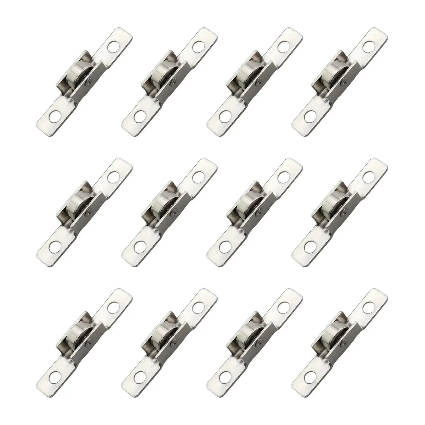 12 Pack Sliding Door Window Pulley Wheel 43x7mm Silver Universal Metal Roller For Cabinets Drawers Wear Resistant Cold Rolled Steel Nickel Plated Durable Smooth Operation Ideal Replacement