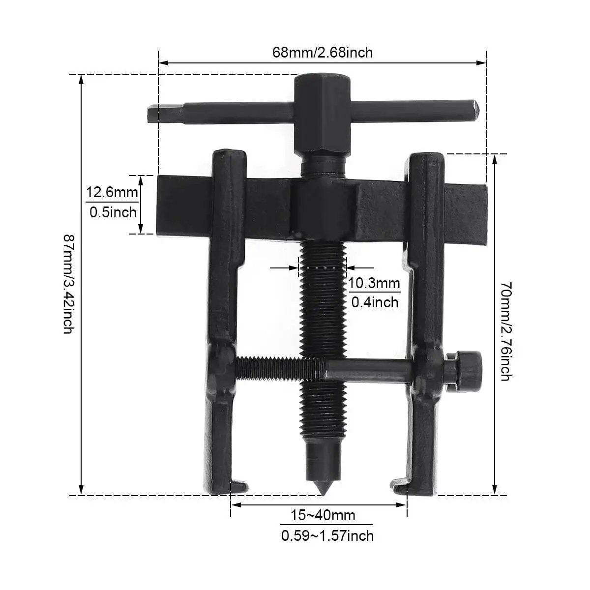 Adjustable Two Jaw Bearing Gear Puller Remover 2 Inch Carbon Steel with sizing dimensions