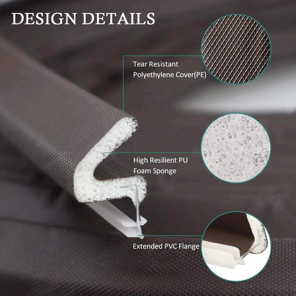Kerf Door Weather Stripping Seal 26 Ft Foam Weatherstrip With Slot Card Slot Installation Brown Easy Cut To Size Durable PU Foam Door Seal For Drafts And Noise Reduction A Tight Seal On Kerf Frames showing design details.