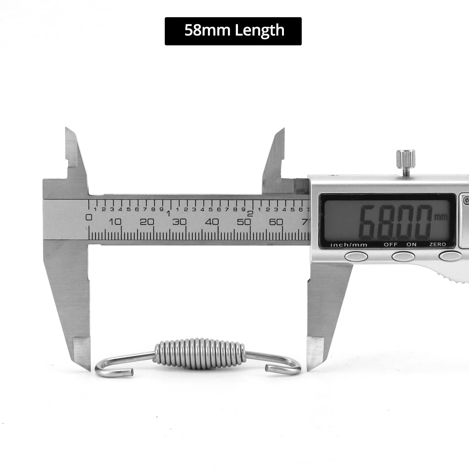 Caliper measuring 68mm Premium Stainless Steel Motorcycle Exhaust Springs 8 Pack With Swivel Hook Design Anti Binding 2.68 Inch
