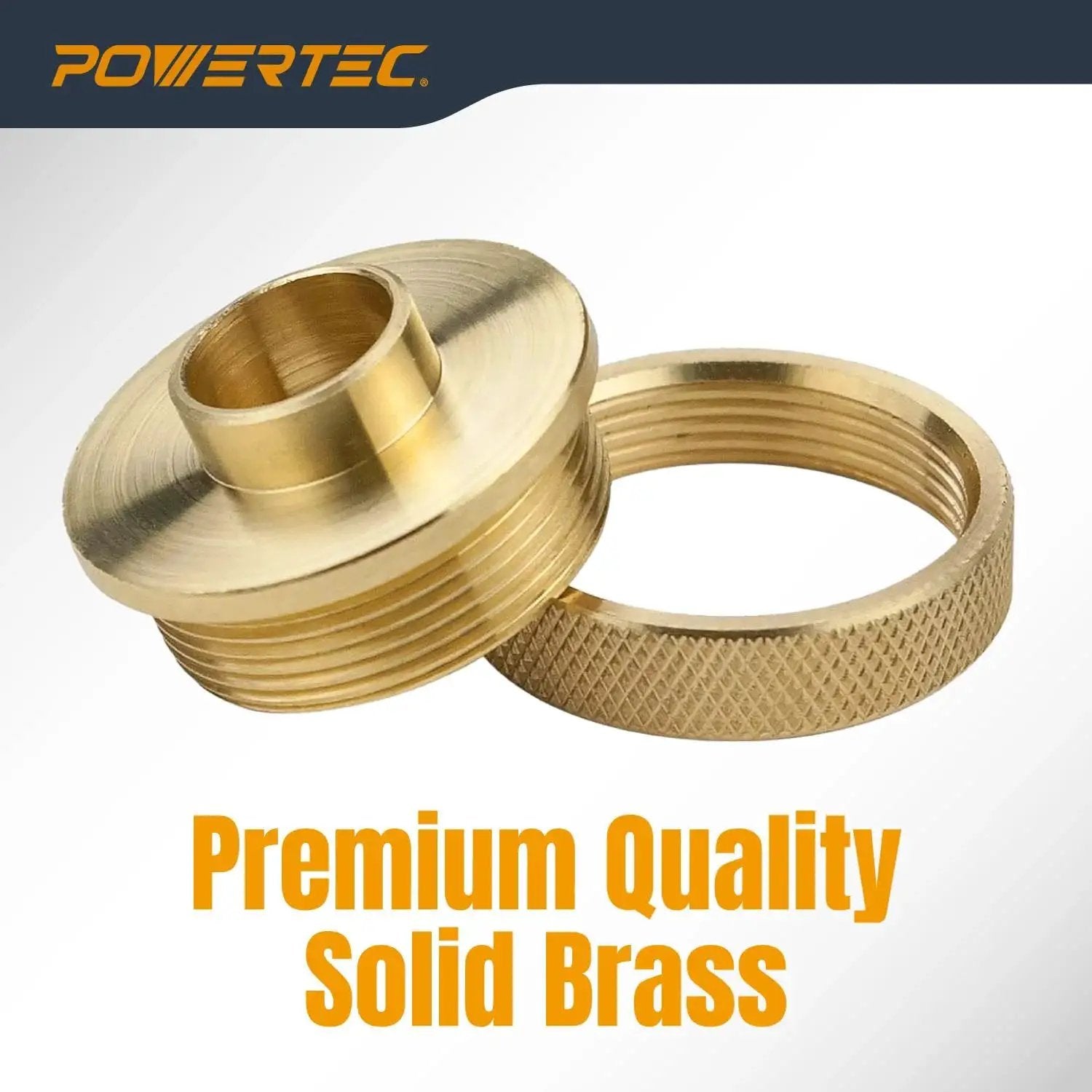 Router Guide Bushing Five Eighths Inch Solid Brass Short Shank For Precision Dovetail Routing Powertec Model 71166 close-up
