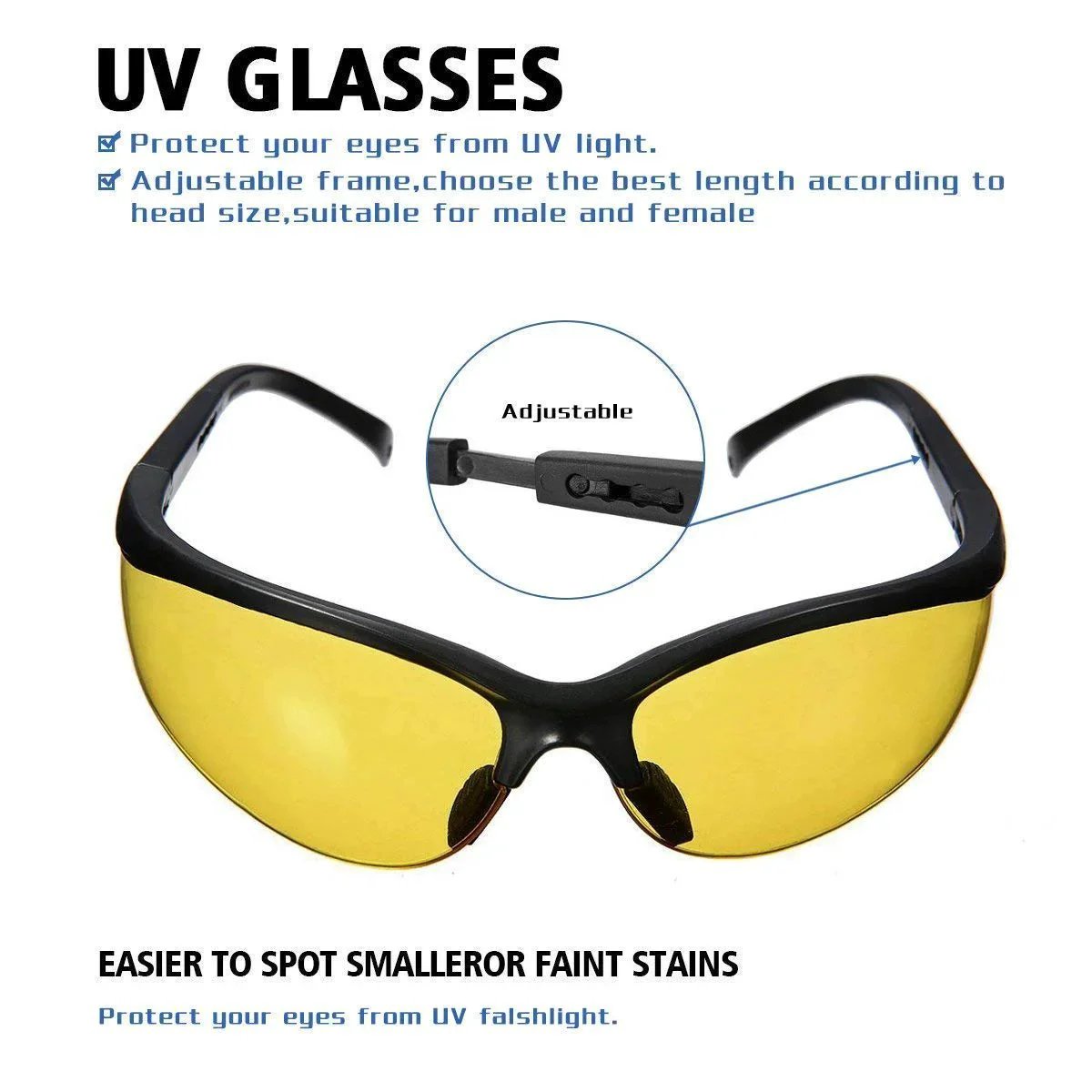 Air Conditioner UV Dye Leak Detector Kit With 68 LED UV Flashlight For Auto AC Leak Testing Pro Grade Tool With Protective Glasses 12.3W 385 To 395nm Leak Detection Ideal For Service Techs REALHUNLEE, showing protective UV glasses