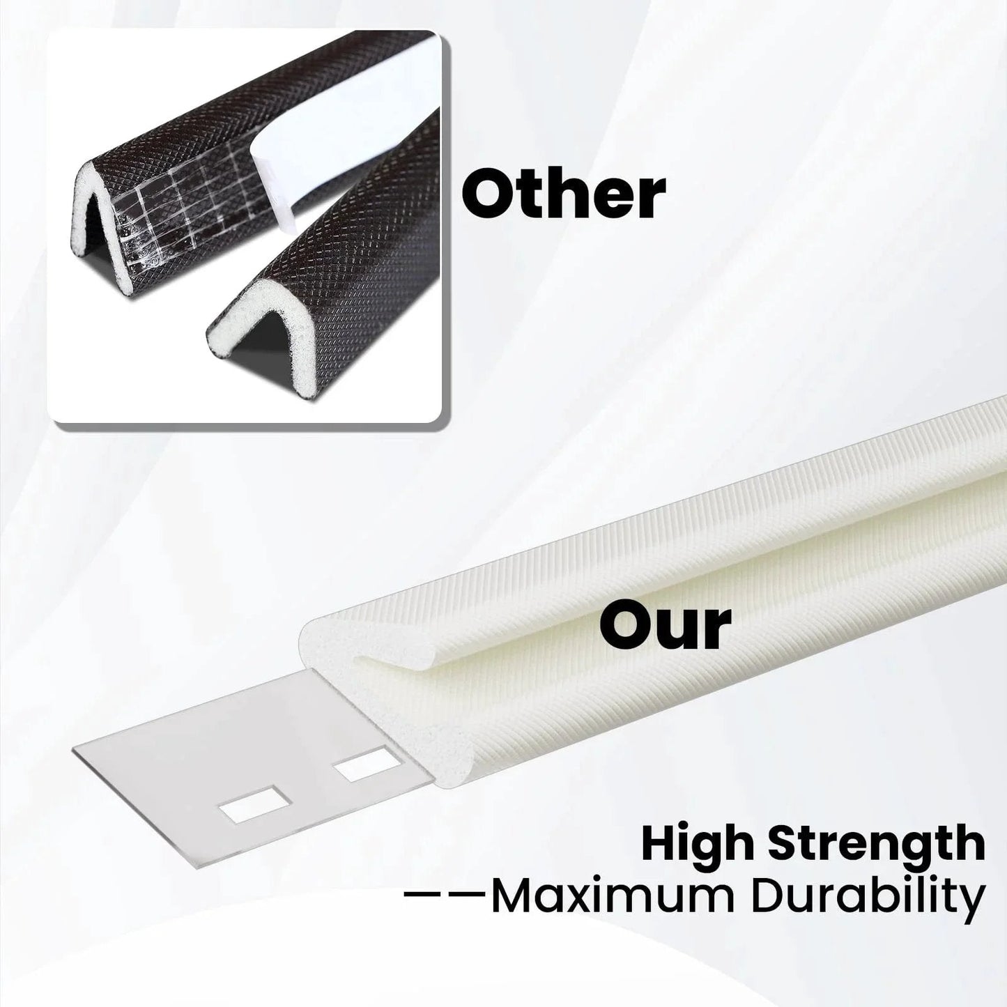 White V Shaped Foam Weatherstripping Door Seal Strip 19.7 Feet for side gap sealing and insulation with easy cut bend.