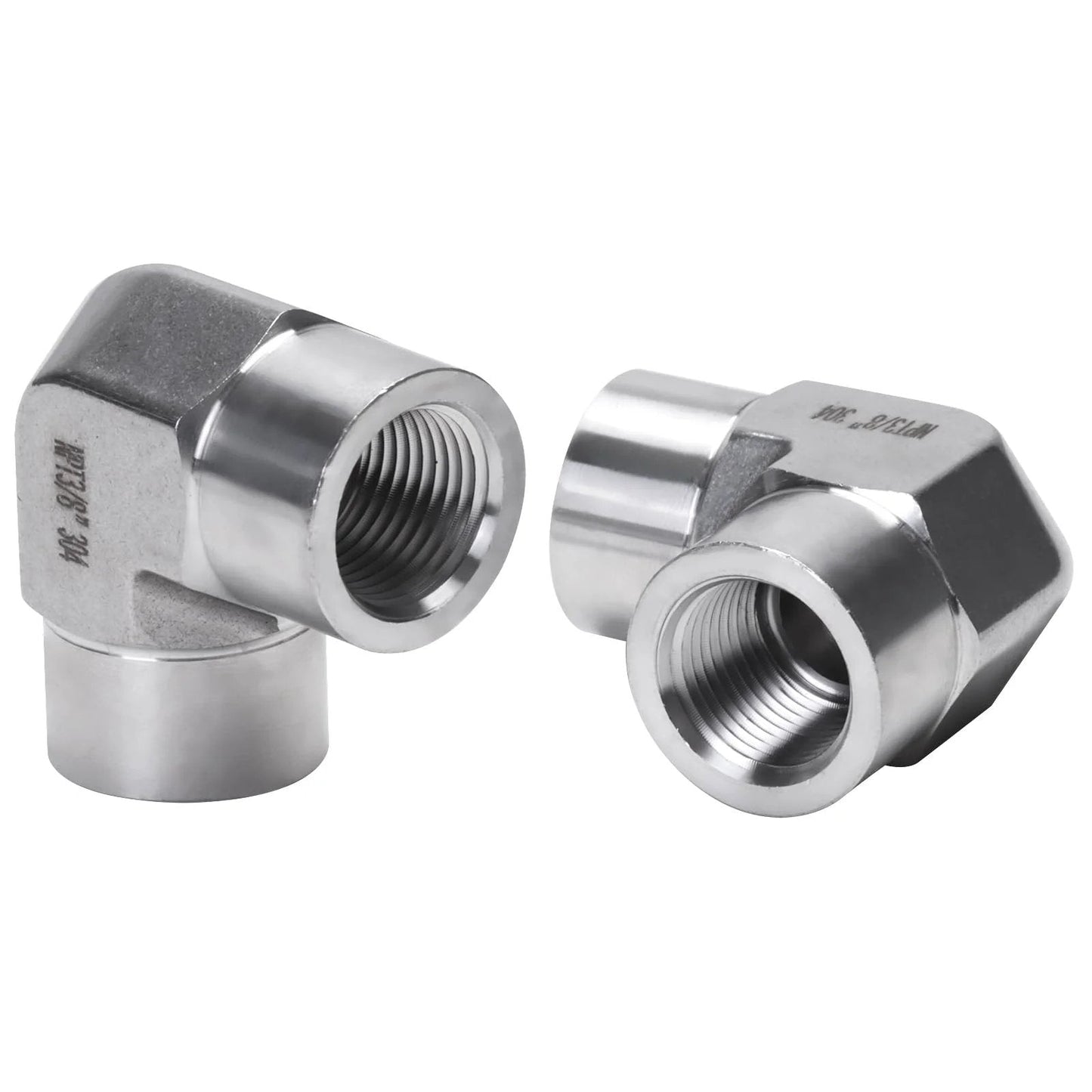 Stainless Steel 304 3/8 NPT Female to 3/8 NPT Female 90 Degree Street Elbow Fittings Pack of 2, heavy duty, corrosion resistant