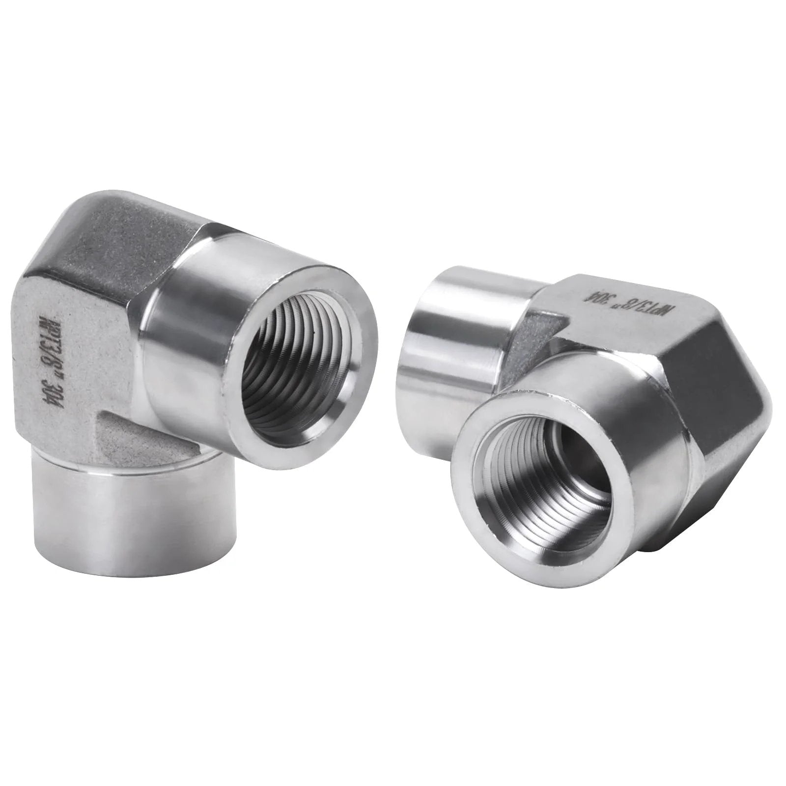 Stainless Steel 304 3/8 NPT Female to 3/8 NPT Female 90 Degree Street Elbow Fittings Pack of 2, heavy duty, corrosion resistant