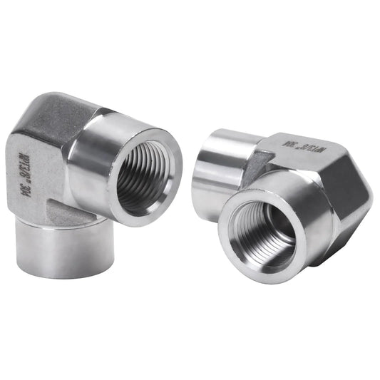 Stainless Steel 304 3/8 NPT Female to 3/8 NPT Female 90 Degree Street Elbow Fittings Pack of 2, heavy duty, corrosion resistant