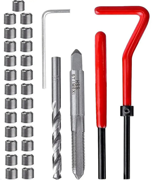 Heavy Duty 30 Piece M6 X 1.0mm Thread Repair Insert Kit In Stainless Steel With Lug Breaker Tool Installation Tool M6 Tap 5.2mm Drill Bit