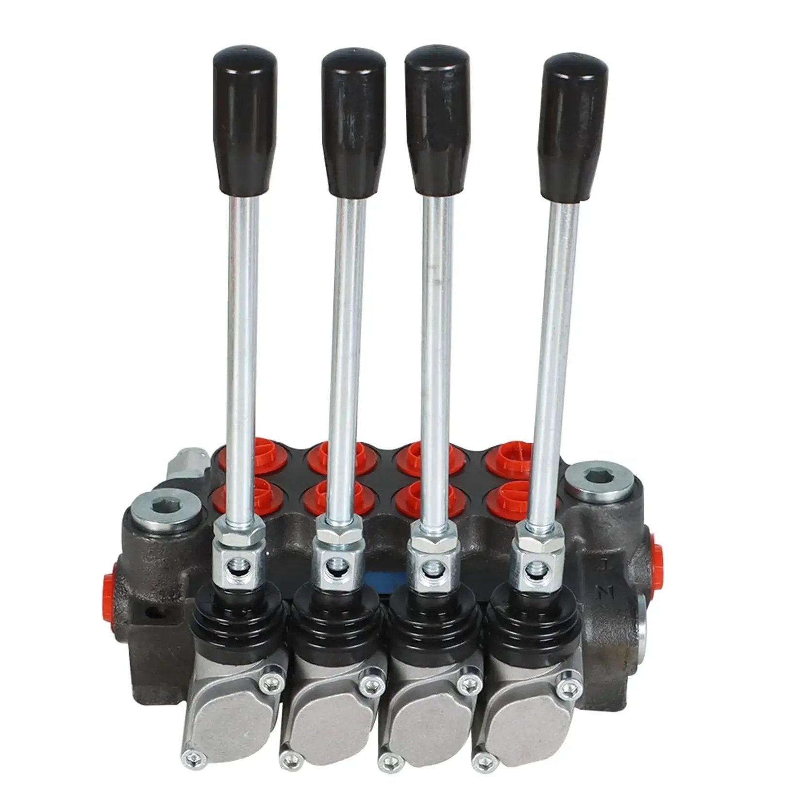 Four Spool Hydraulic Control Valve With 11 GPM Flow, 3600 PSI Max, BSPP Interface, heavy duty cast iron front view