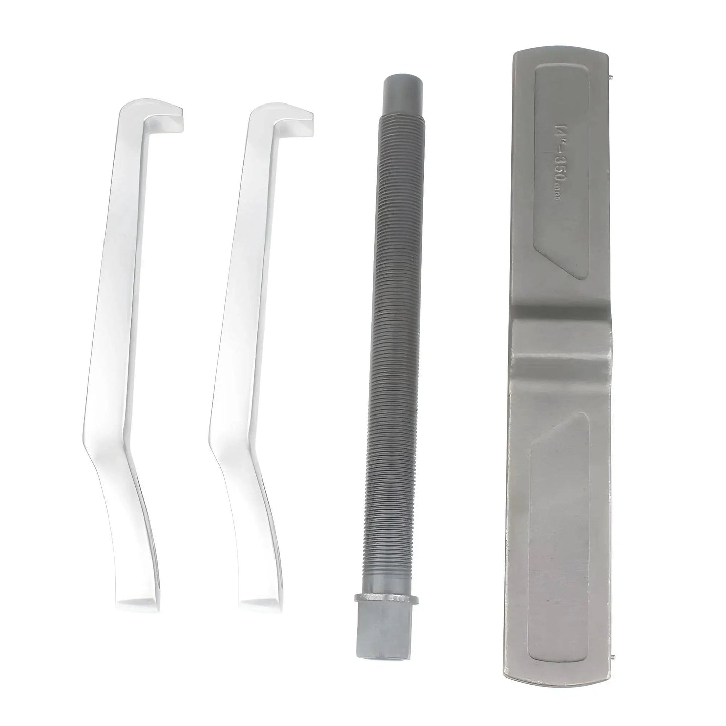 14 Inch Two Jaw Gear Puller parts for External and Internal Bearing Removal, including chrome vanadium steel arms and lifting device.