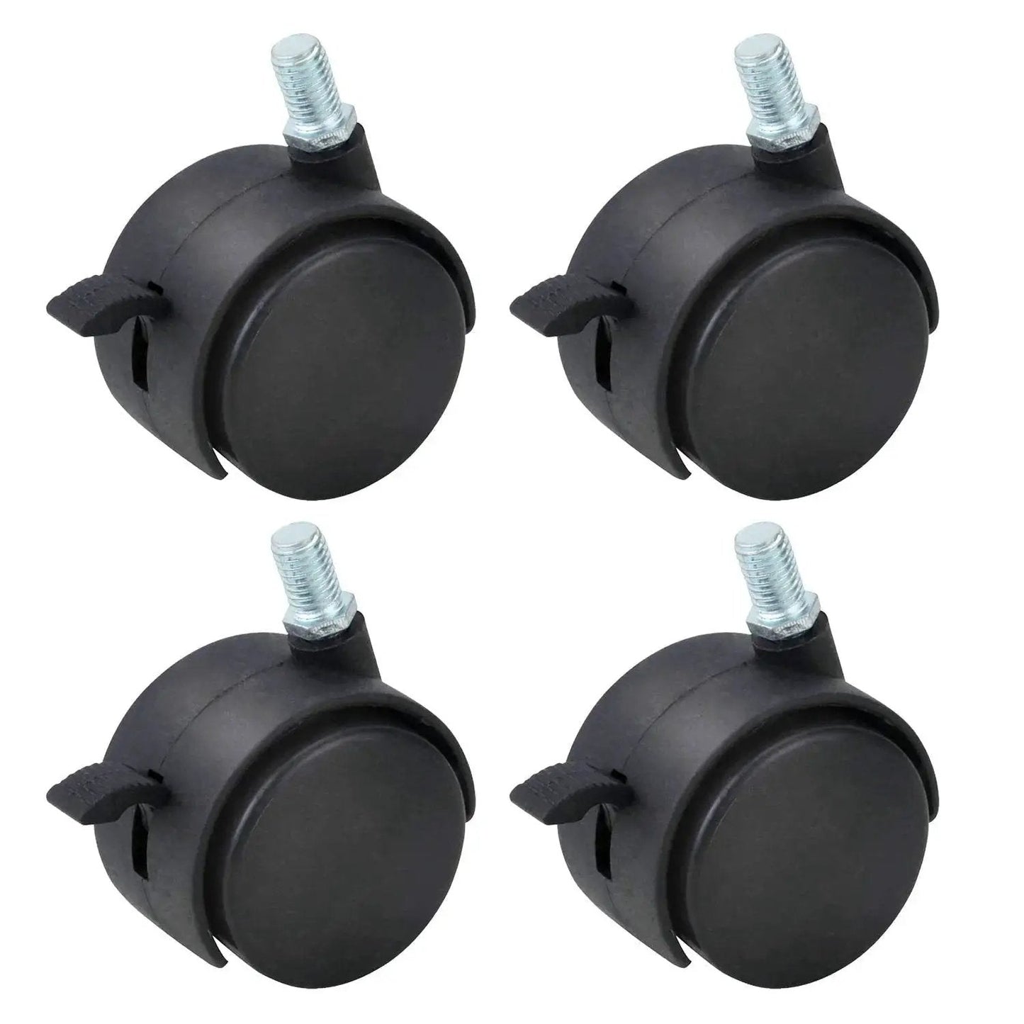2 Inch Nylon Swivel Caster Wheel With Brake For Carts Office Chairs And Furniture Featuring M8 By One Point Two Five Threaded Stem