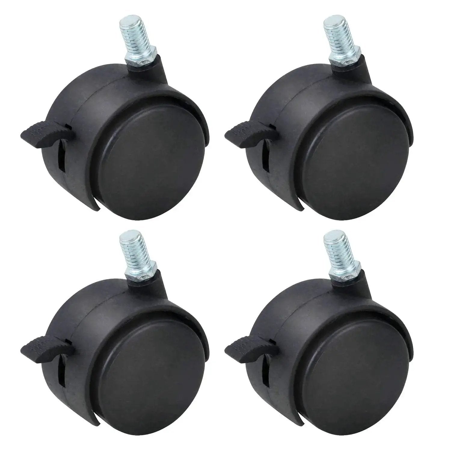 2 Inch Nylon Swivel Caster Wheel With Brake For Carts Office Chairs And Furniture Featuring M8 By One Point Two Five Threaded Stem