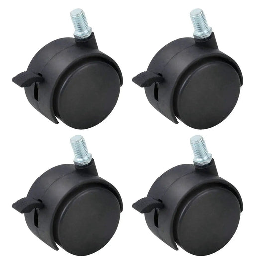 2 Inch Nylon Swivel Caster Wheel With Brake For Carts Office Chairs And Furniture Featuring M8 By One Point Two Five Threaded Stem