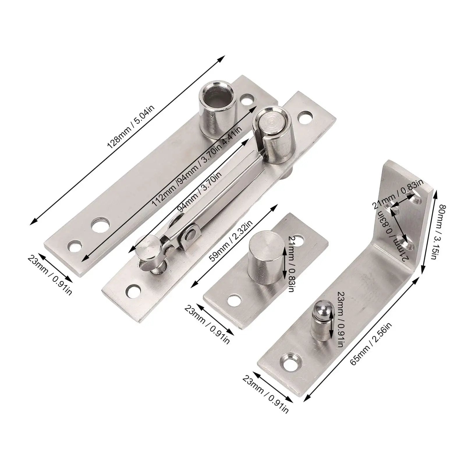 Stainless Steel Concealed Door Pivot Hinge With Adjustable Extension For Wooden Doors And Secret Doors, parts display.