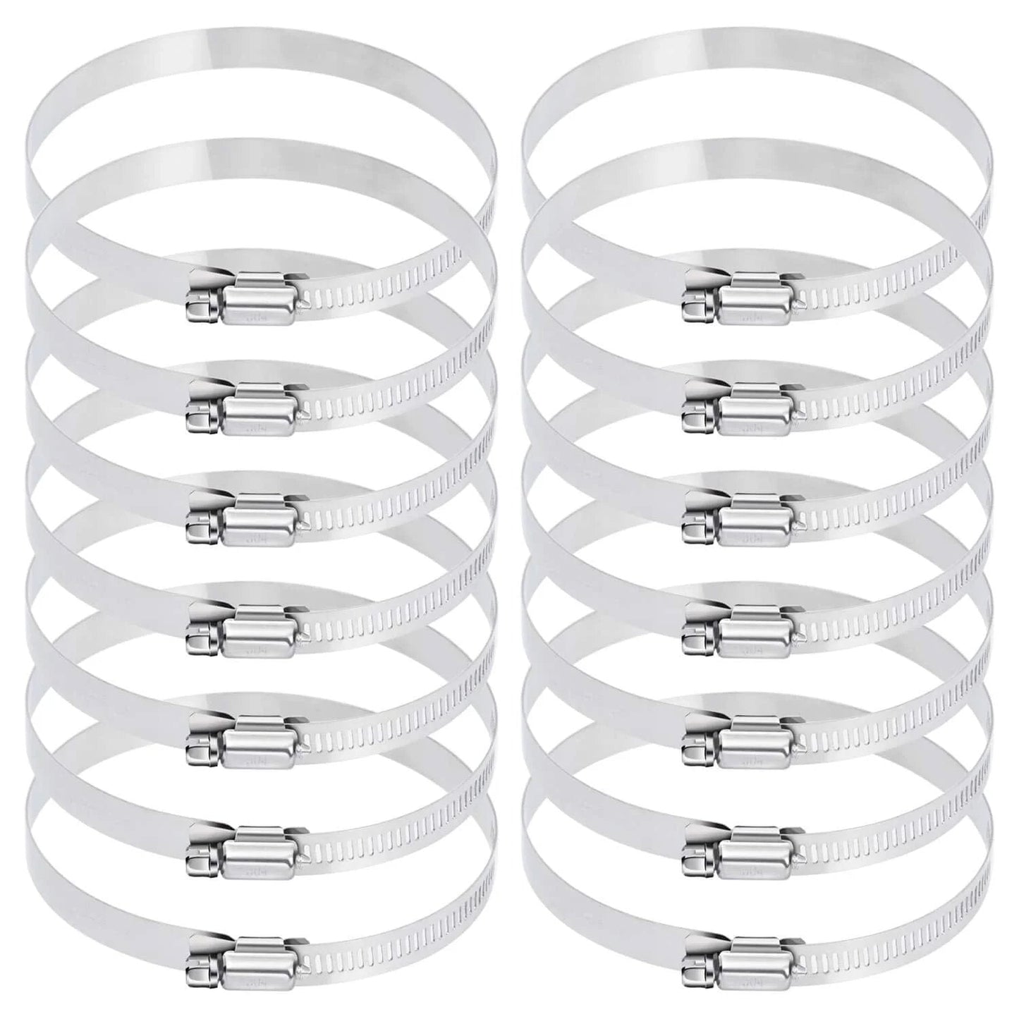 12 Piece Stainless Steel Hose Clamp Kit For Plumbing Automotive And Mechanical Use Selizo 304 Stainless Worm Gear Adjustable Clamps Size 91 To 114 Millimeters 3.6 To 4.4 Inches 4 Inch Range Go To Heavy Duty Fuel Line Duct Clamp Set