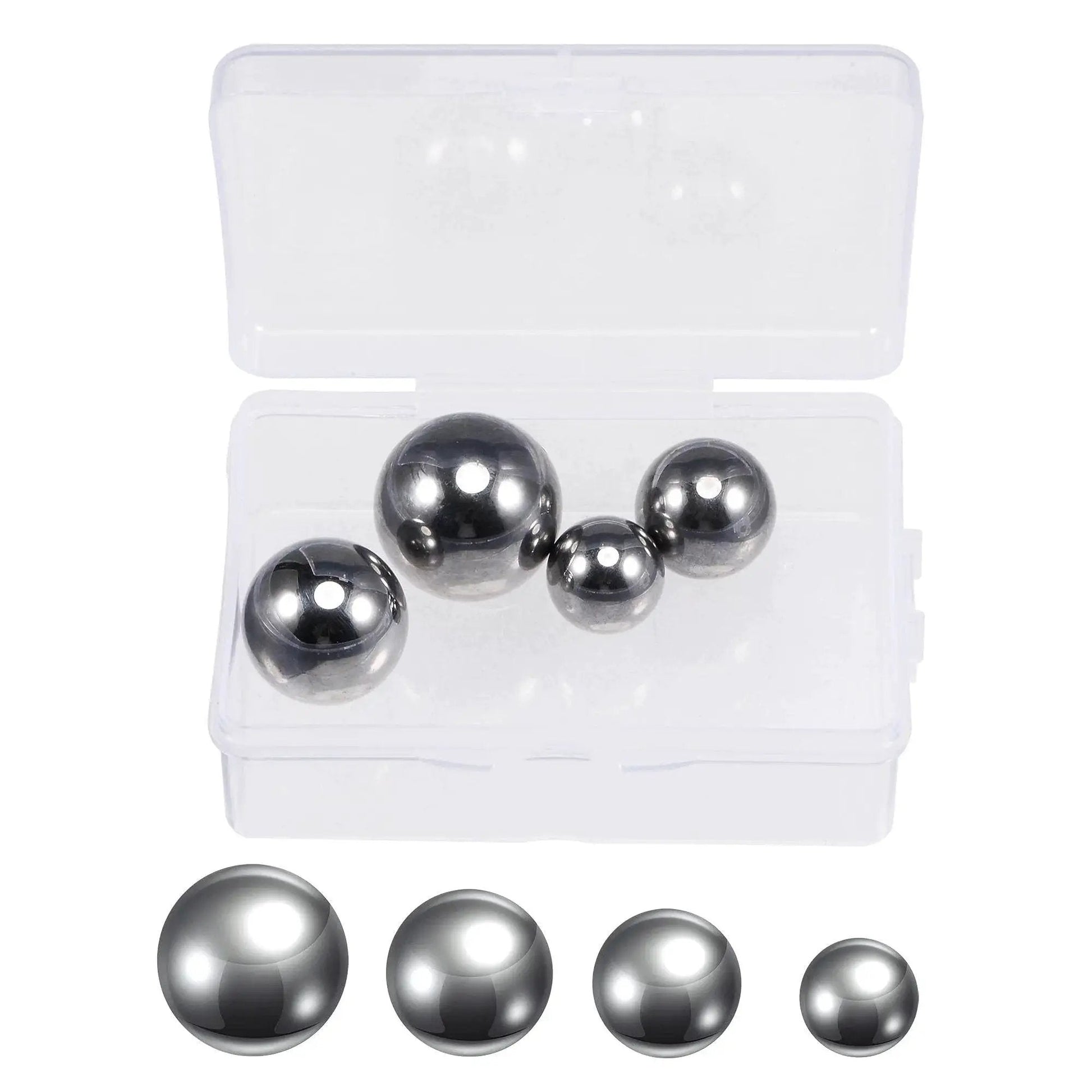 Bearing Balls Set, 304 Stainless Steel, Four Size Assortment In One Inch, Seven Eighths Inch, Three Quarters Inch, Five Eighths Inch With Durable Storage Box