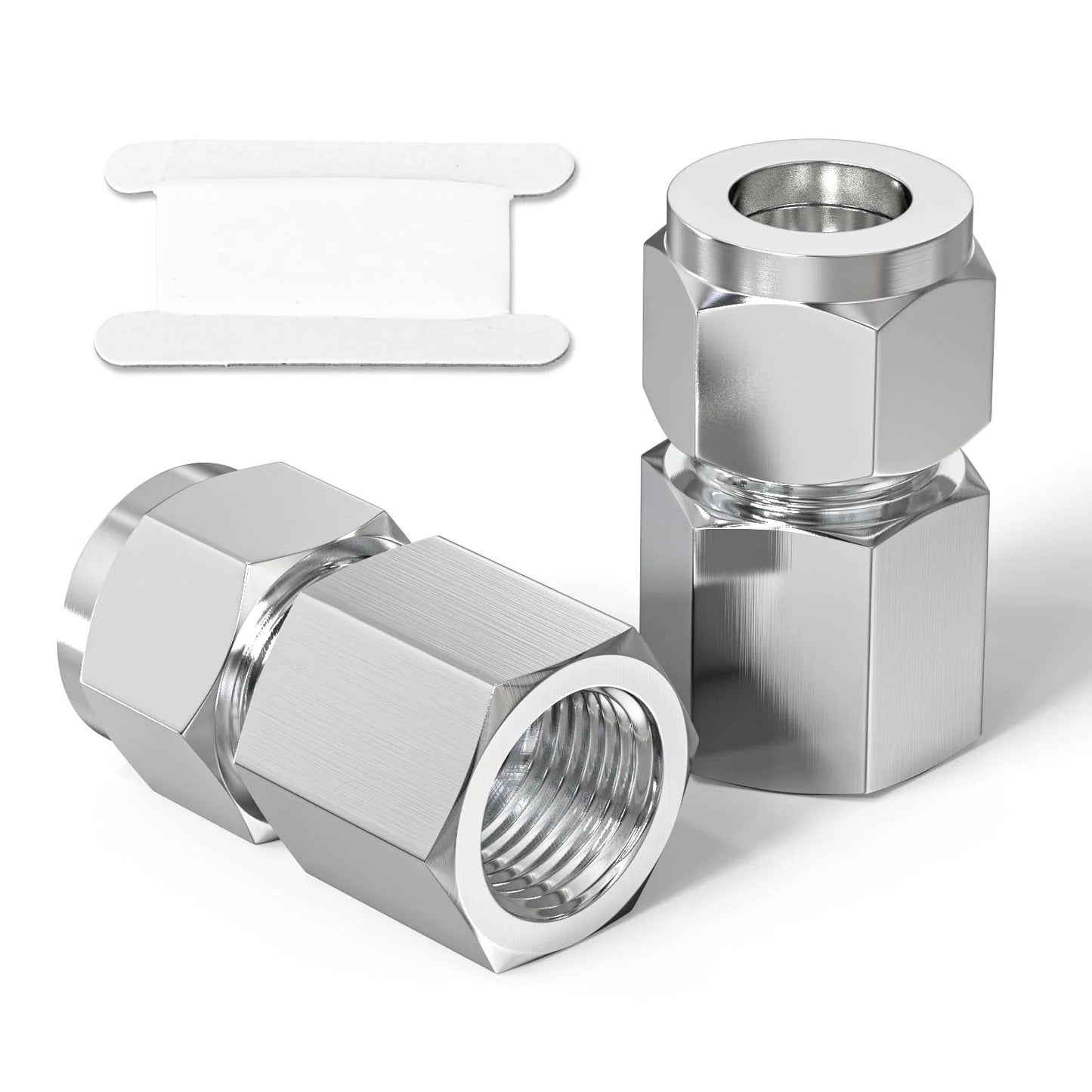 304 Stainless Steel Compression Tube Fitting Connector One Half Inch Tube OD To One Half Inch NPT Female Straight Adapter For Fuel Air Water Oil Gas And Vacuum Lines, High Tight Seal, Corrosion Resistant, Durable