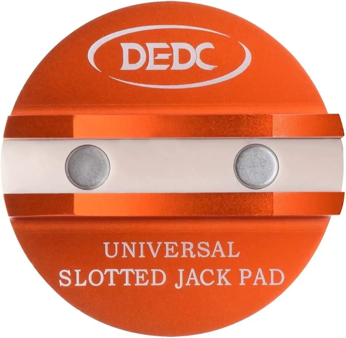Aluminum Grooved Magnetic Jack Pad Pinch Weld Frame Rail Adapter For Cars, orange round design with two magnets.