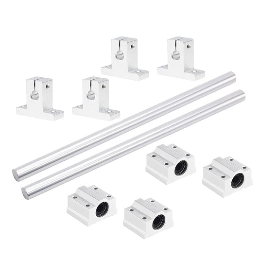 2Pcs 8mm By 400mm Linear Motion Rod Guide Kit With 4 SCS8UU Bearings And 4 SK8 Aluminum Rail Supports For CNC Machining And DIY Projects Perfect For CNC Routers 3D Printers Milling Projects And Robotic Arms