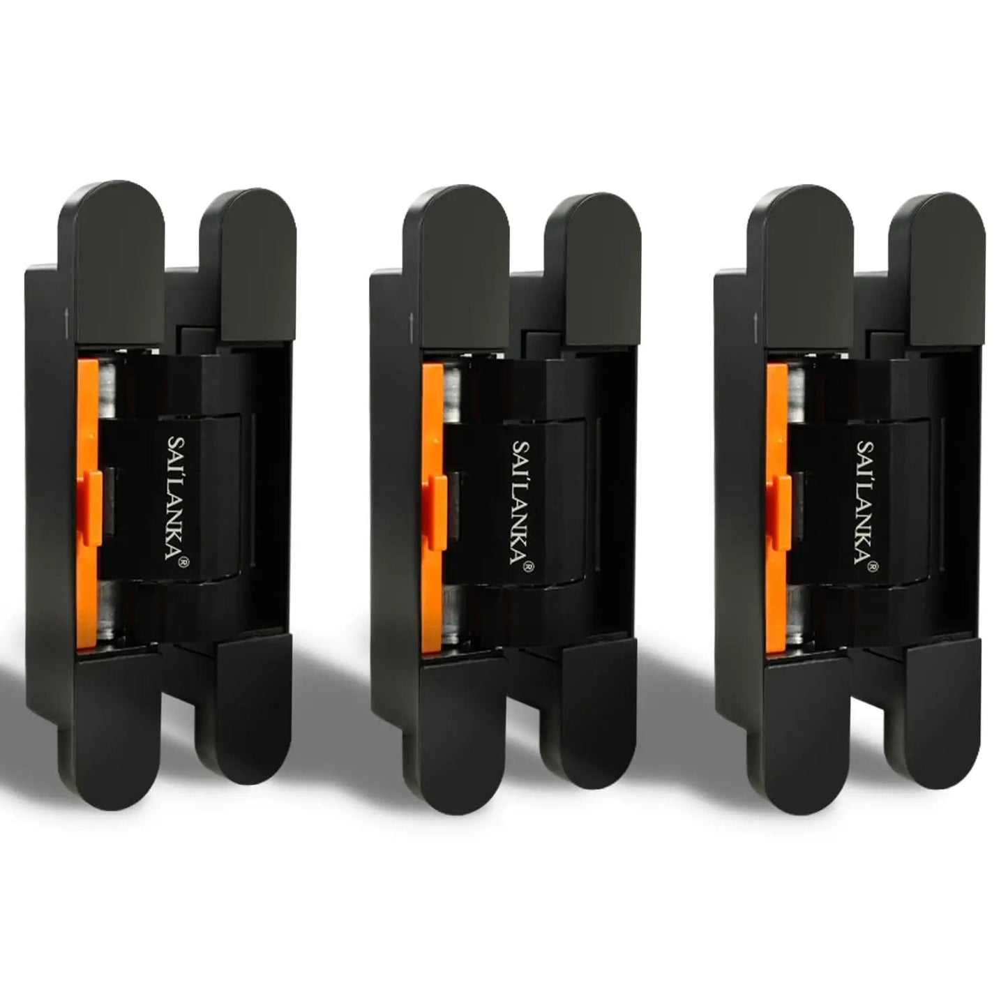 3 Pack Invisible Hydraulic Heavy Duty Hidden Door Hinges For 180 Degree Swing With Automatic Close Cushioning Mortise Mount Concealed Cross Hinge Load Bearing 100KG Black