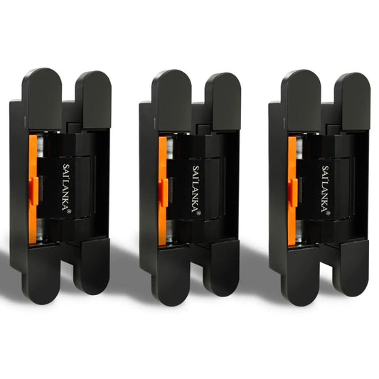 3 Pack Invisible Hydraulic Heavy Duty Hidden Door Hinges For 180 Degree Swing With Automatic Close Cushioning Mortise Mount Concealed Cross Hinge Load Bearing 100KG Black