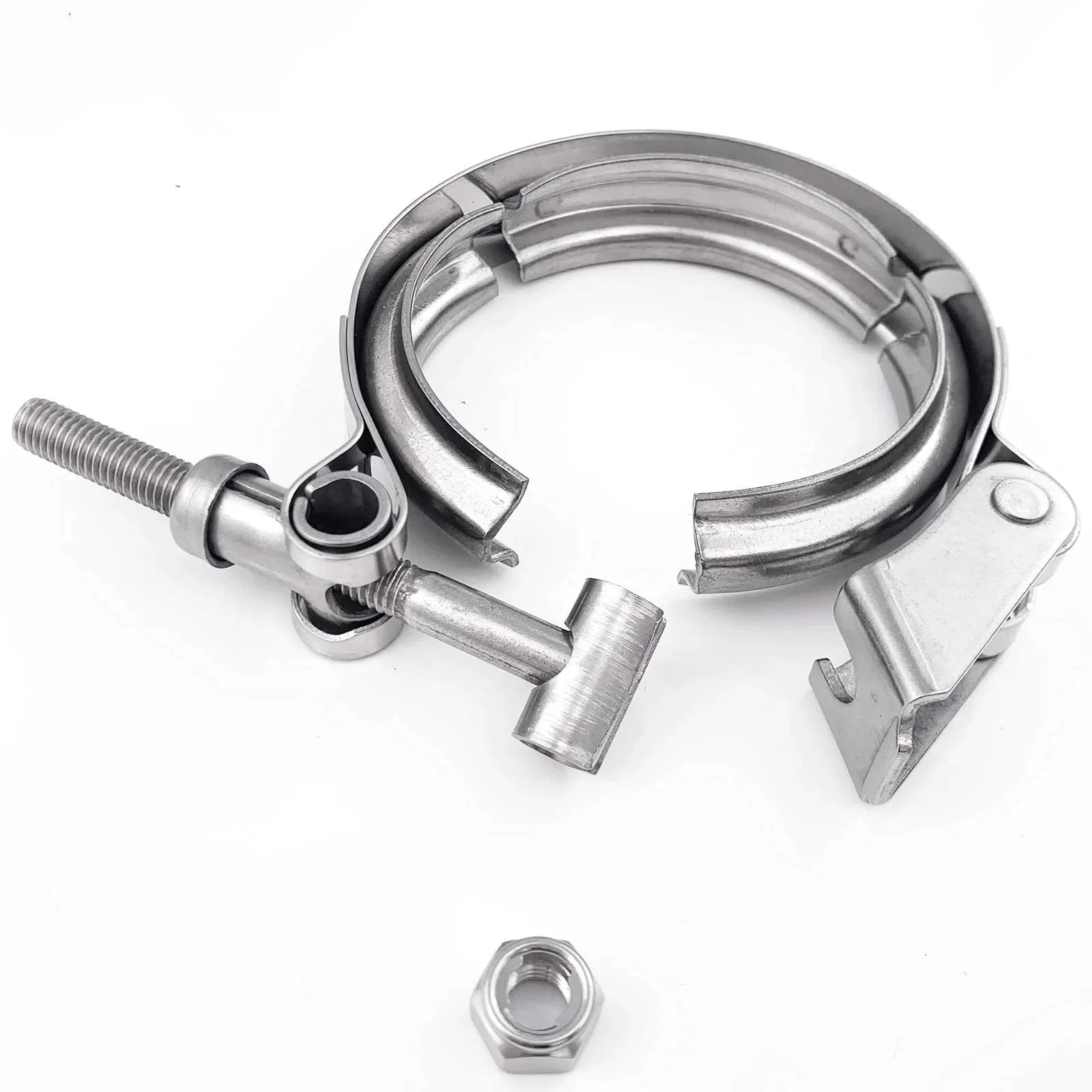 2.75 Inch Quick Release V Band Clamp Stainless Steel 304 for exhaust pipe flanges and intercooler piping shown open