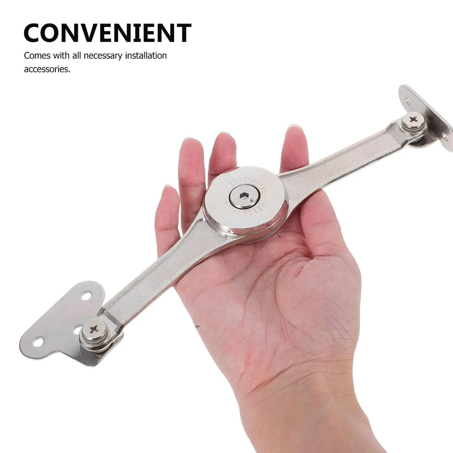 Soft Close Cabinet Door Hinges With Lift Stay Support And Hydraulic Damper, 2 Pack, shown in hand for scale
