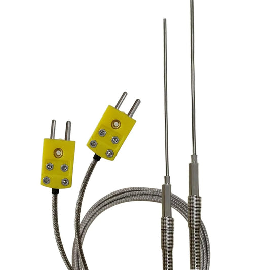2-Pack TL1915SL K Type Thermocouple Probe, 6 Inch Sensing Tip, 0.06 Inch Diameter, 40 Inch Flexible Lead, Durable HVAC Sensor