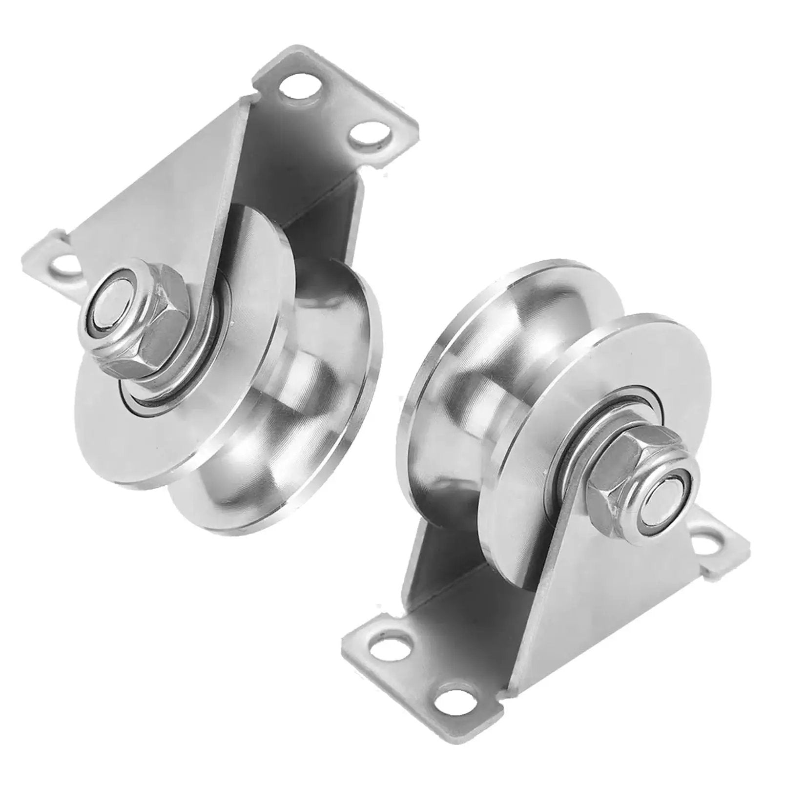 U Groove Gate Track Roller Set With Stainless Steel Construction Heavy Duty Sliding Gate Wheels 3 Inch Diameter, 2 Pieces