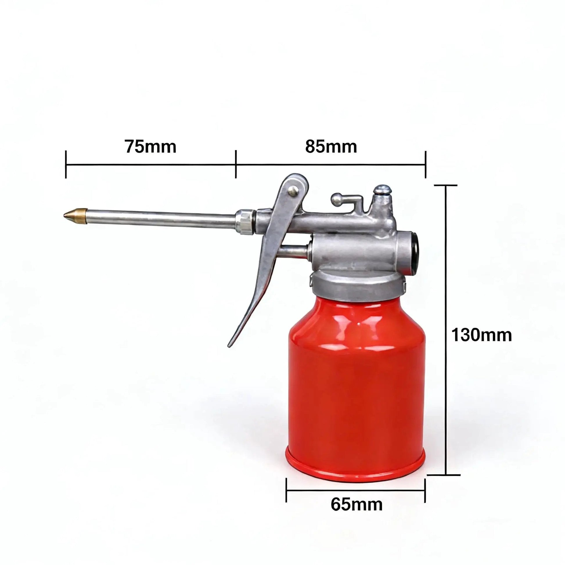 Red 250ml Hand Pump Oil Can With Straight Spout High Pressure Metal Oiler Bottle For Precise Lubrication Durable Aluminum Zinc Alloy Build