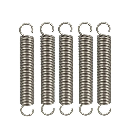 Durable stainless steel tension springs with a five-piece dual-hook set, ideal for DIY projects, prototyping, and light assemblies