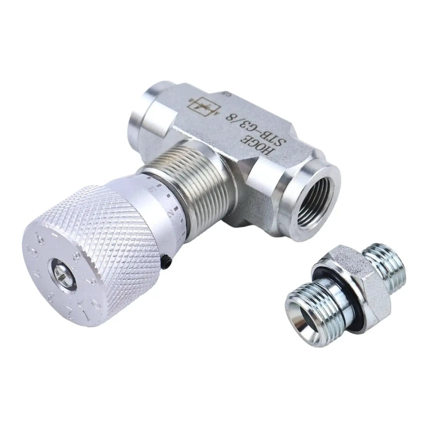 Hydraulic Flow Control Valve Bidirectional Throttle Valve STB-G3/8 fits mini excavator with L8 connectors, durable and easy to install