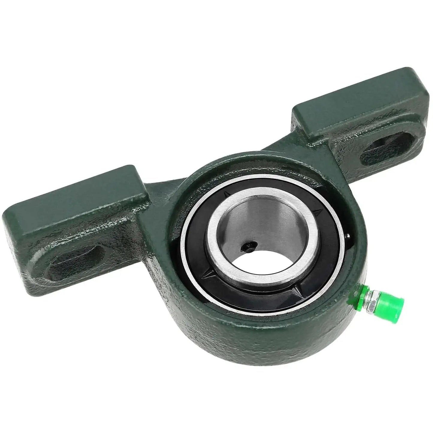 Front view of Six Piece UCP205 16 1 Inch Pillow Block Bearing Set Heavy Duty Mounted Ball Bearing With Solid Cast Iron Base And Set Screw Lock