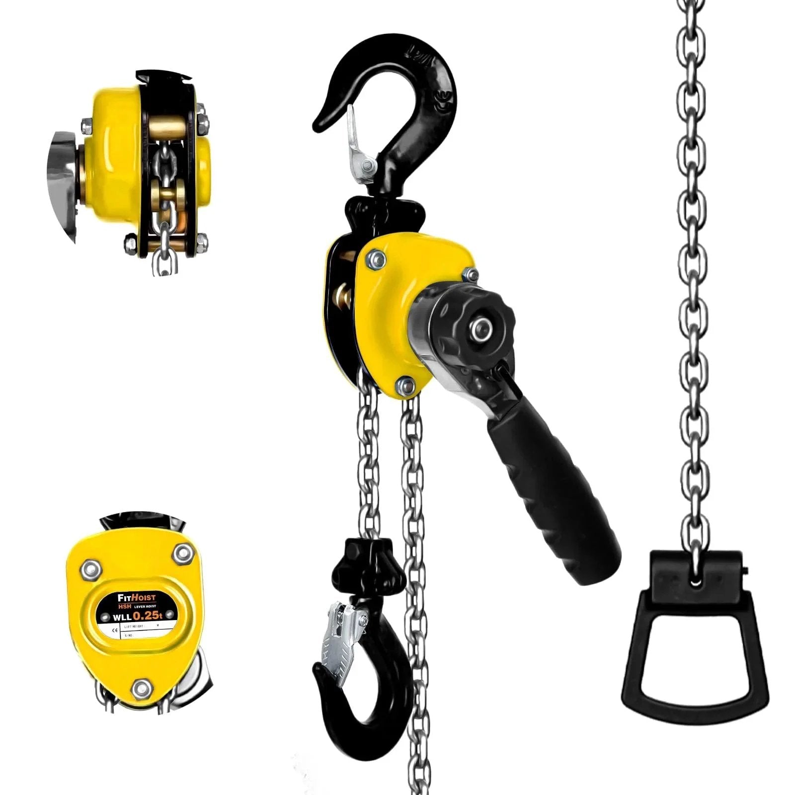 Quarter Ton Chain Hoist With 550 Lbs Capacity And 10 Ft Lift Manual Lever Come Along Hoist With Alloy Steel G80 Chain