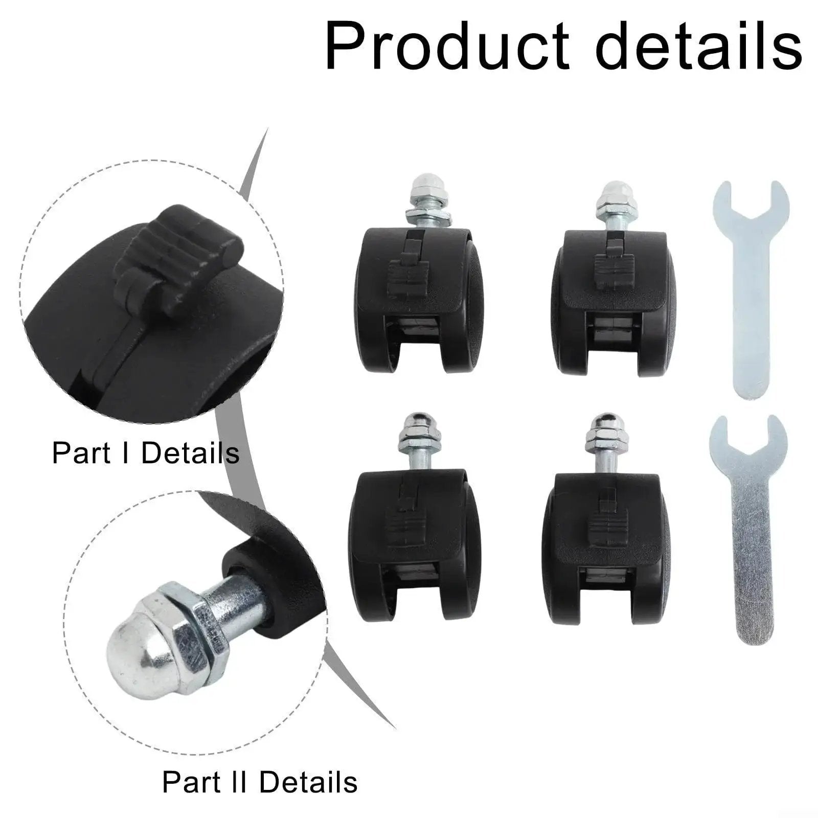Replacement Wheels For Electric Oil Heater, 4 Pack Omni Directional Caster Wheels 40x30mm With 8mm Thread, Plastic Heater Casters With Brake