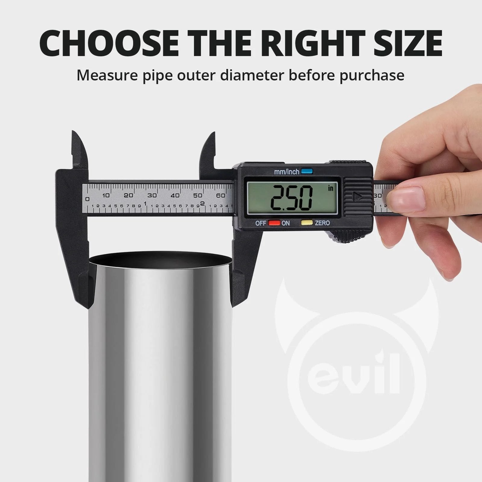 Measuring pipe with caliper for Two Point Five Inch Exhaust Clamp For Pipes Mufflers And Catalytic Converters Stainless Steel 304