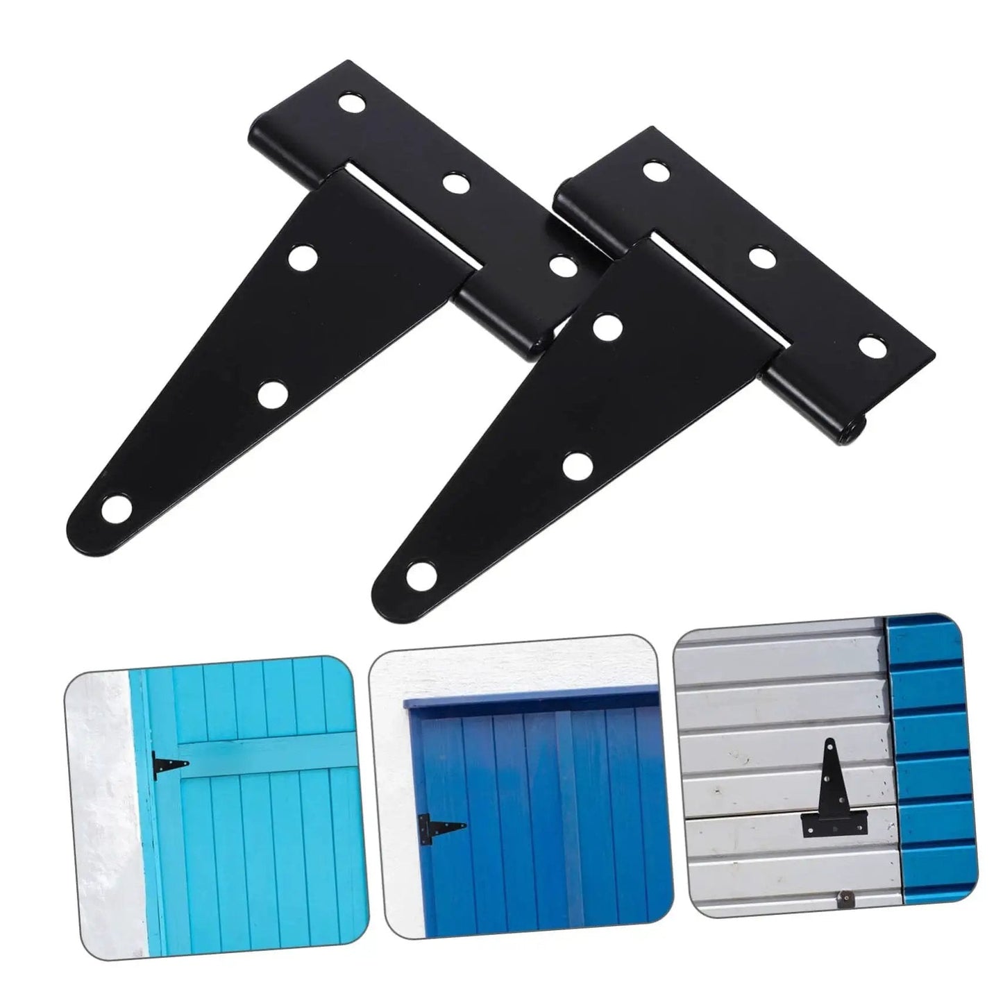 Heavy Duty Slotted Door Hinges Set For Outdoor Gates Sheds And Barns With High Toughness Iron Construction Extended T Shape Design