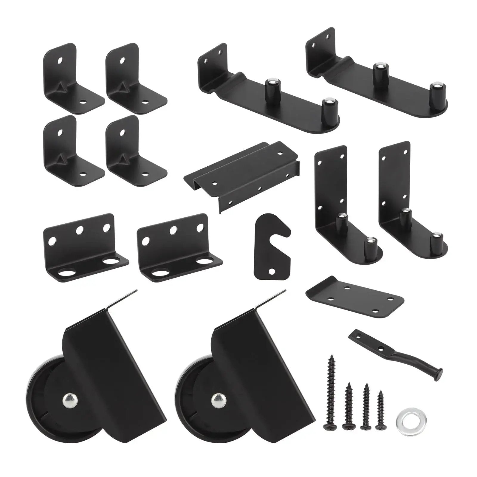 Heavy Duty Sliding Gate Hardware Kit With Adjustable Corner Braces And Gate Frame Brackets Rail Kit For Wooden Fences And Porches DIY Mounting