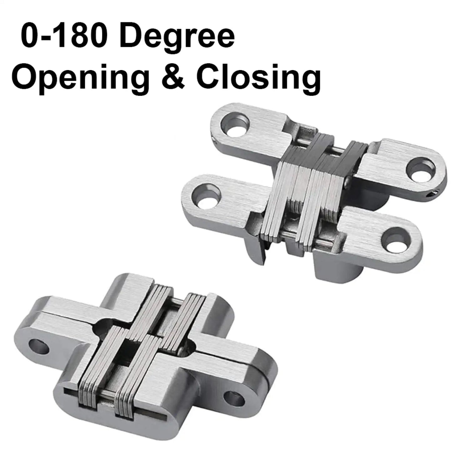 Hidden Door Hinge 6 Pack Stainless Steel Cross Hinges 180 Degree Invisible Gate Hinge for Folding Tables, Cabinets, Screens