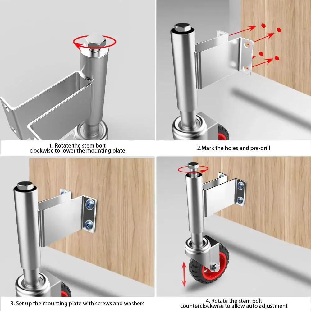 Spring Loaded Gate Casters 5 Inch Rubber Tire Heavy Duty Gate Caster Wheels installation on wooden gate step-by-step guide.